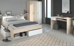 Parisot Kinder und Jugend Schlafzimmer komplett Set Most Akazie und weiß, Set mit Stauraumbett 140x200, Kleiderschrank und Schreibtisch Parisot Kinder und Jugend Schlafzimmer komplett Set Most Akazie und weiß, Set mit Stauraumbett 140x200, Kleiderschrank und Schreibtisch
