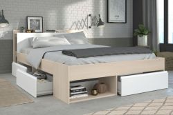 Parisot Stauraumbett Most6 in Akazie und weiß Bett mit 3 x Schubkasten Liegefläche 160 x 200 cm Parisot Stauraumbett Most6 in Akazie und weiß Bett mit 3 x Schubkasten Liegefläche 160 x 200 cm