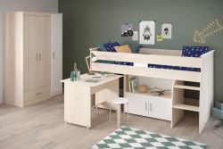 Parisot Kinder- und Jugendzimmer Charly6 in Akazie und weiß Set inklusive Kleiderschrank und Hochbett mit Schreibtisch Parisot Kinder- und Jugendzimmer Charly6 in Akazie und weiß Set inklusive Kleiderschrank und Hochbett mit Schreibtisch