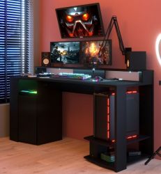 Parisot Gamingtisch Gaming11 in schwarz Gaming Tisch inkl. LED Beleuchtung mit Farbwechsel Schreibtisch 152 cm