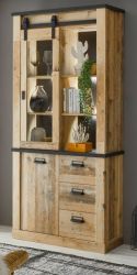 Vitrine Stove in Used Wood hell und anthrazit Vitrinenschrank 93 x 201 cm Vitrine Stove in Used Wood hell und anthrazit Vitrinenschrank 93 x 201 cm