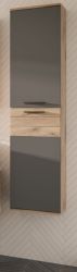 Badezimmer Hochschrank Mason in Nox Eiche und Basalt grau Badschrank hängend 37 x 152 cm