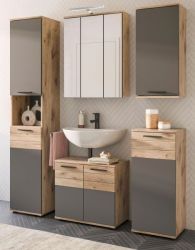 Badmbel Set 5-teilig Tomaso in Nox Eiche und Basalt grau Badezimmer 164 x 190 cm, Soft-Close