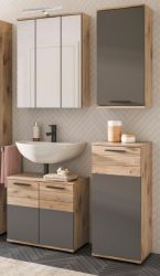 Badmbel Set 4-teilig Tomaso in Nox Eiche und Basalt grau Badezimmer 112 x 190 cm, Soft-Close