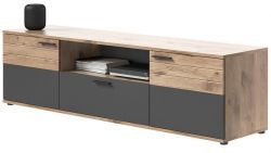 TV-Lowboard Tomaso in Nox Eiche und Basalt grau TV Unterteil 194 x 53 cm