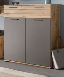 Schuhkommode Tomaso in Nox Eiche und Basalt grau Flur Diele Kommode 90 x 104 cm