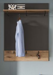 Garderobenpaneel Tomaso in Nox Eiche und Basalt grau Wandgarderobe 90 x 117 cm
