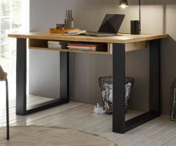 Schreibtisch Stove in Old Style hell und anthrazit Laptoptisch für Homeoffice und Büro 125 x 60 cm