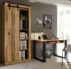 Brombel Set Stove in Used Wood hell und anthrazit mit Aktenschrank