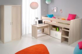 Parisot Kinder- und Jugendzimmer Charly5 in Akazie und weiß Set inklusive Kleiderschrank und Hochbett mit Schreibtisch Parisot Kinder- und Jugendzimmer Charly5 in Akazie und weiß Set inklusive Kleiderschrank und Hochbett mit Schreibtisch
