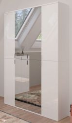 Kleiderschrank mit Spiegel ProjektX in weiß Hochglanz Mehrzweckschrank mit Spiegeltür 122 x 193 cm
