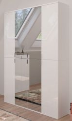 Garderobe und Kleiderschrank SystemX in weiß Hochglanz Mehrzweckschrank mit Spiegeltür 122 x 193 cm Garderobe und Kleiderschrank SystemX in weiß Hochglanz Mehrzweckschrank mit Spiegeltür 122 x 193 cm