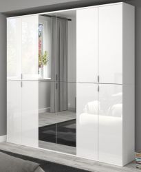 Garderobe mit Spiegel SystemX in weiß Hochglanz Mehrzweckschrank 183 x 193 cm Garderobe mit Spiegel SystemX in weiß Hochglanz Mehrzweckschrank 183 x 193 cm
