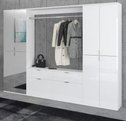Garderobenschrank mit Spiegel ProjektX in weiß Hochglanz Kleiderschrank mit Spiegeltür 243 x 193 cm