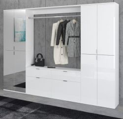 Garderobe mit Spiegel SystemX in weiß Hochglanz Garderobenschrank mit Spiegeltür 243 x 193 cm Garderobe mit Spiegel SystemX in weiß Hochglanz Garderobenschrank mit Spiegeltür 243 x 193 cm