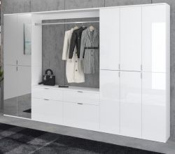 Garderobenschrank mit Spiegel SystemX in weiß Hochglanz Kleiderschrank mit Spiegeltür 273 x 193 cm Garderobenschrank mit Spiegel SystemX in weiß Hochglanz Kleiderschrank mit Spiegeltür 273 x 193 cm