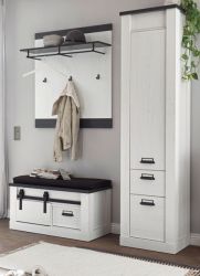 Garderobe Set 4-teilig Stove in weiß Pinie und anthrazit Landhaus Garderobenkombination 164 x 201 cm