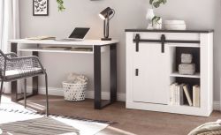 Büromöbel Set Stove in weiß Pinie und anthrazit Landhaus mit Aktenschrank