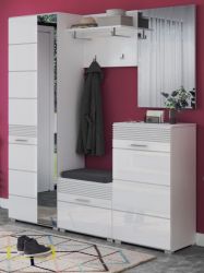 Garderobe Set 5-teilig Linus in weiß Hochglanz Garderobenkombination 177 x 190 cm
