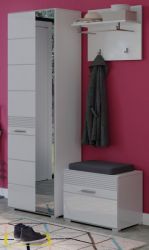Garderobe Set 3-teilig Linus in weiß Hochglanz Garderobenkombination 122 x 190 cm