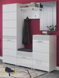 Garderobe Set 5-teilig Linus in weiß Hochglanz Garderobenkombination 170 x 190 cm