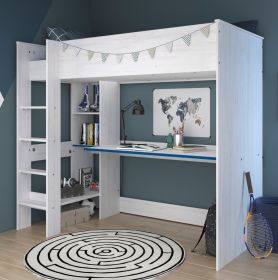 Parisot Hochbett Smoozy3 in weiß Kiefer mit blau oder pink Kinderzimmer Bett 90x200 mit Schreibtisch Parisot Hochbett Smoozy3 in weiß Kiefer mit blau oder pink Kinderzimmer Bett 90x200 mit Schreibtisch