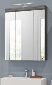 Badezimmer Spiegelschrank Shawn in Rauchsilber grau Badschrank 3-türig 60 x 79 cm Badezimmer Spiegelschrank Shawn in Rauchsilber grau Badschrank 3-türig 60 x 79 cm