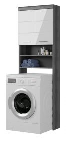 Waschmaschinenschrank Scout in weiß Hochglanz und Rauchsilber grau Waschmaschinen Überbau 63 x 191 cm
