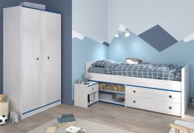 Parisot Kinder- und Jugendzimmer Smoozy22 in weiß Kiefer mit blau oder pink Komplett-Set 3-teilig