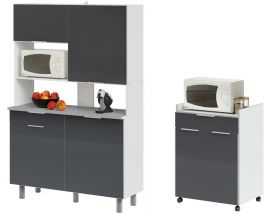 Parisot Küchenschrank Set 2-tlg. Urban2 in grau und weiß Hochglanz Küche Buffet und Mehrzweckschrank