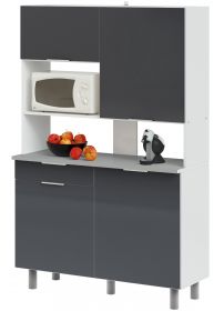 Parisot Küchenschrank Urban12 in grau und weiß Hochglanz Küche Buffet und Mehrzweckschrank 120 x 185 cm