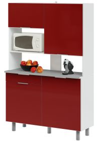 Parisot Küchenschrank Urban13 in rot und weiß Hochglanz Küche Buffet und Mehrzweckschrank 120 x 185 cm