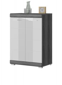 Kommode Shawn in weiß Hochglanz und Rauchsilber grau Sideboard 60 x 85 cm Kommode Shawn in weiß Hochglanz und Rauchsilber grau Sideboard 60 x 85 cm