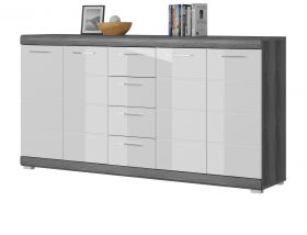 Sideboard Shawn in weiß Hochglanz und Rauchsilber grau Kommode 165 x 85 cm Sideboard Shawn in weiß Hochglanz und Rauchsilber grau Kommode 165 x 85 cm