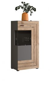 Vitrine Freno in Nox Eiche und Basalt grau matt Wohn- und Esszimmer Standvitrine 60 x 118 cm Vitrine Freno in Nox Eiche und Basalt grau matt Wohn- und Esszimmer Standvitrine 60 x 118 cm