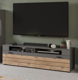 TV-Lowboard Freno in Nox Eiche und Basalt grau TV Unterteil 140 x 43 cm TV-Lowboard Freno in Nox Eiche und Basalt grau TV Unterteil 140 x 43 cm