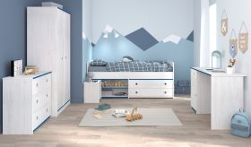 Parisot Kinder- und Jugendzimmer Smoozy36 in weiß Kiefer mit blau oder pink Komplett-Set 5-teilig Parisot Kinder- und Jugendzimmer Smoozy36 in weiß Kiefer mit blau oder pink Komplett-Set 5-teilig
