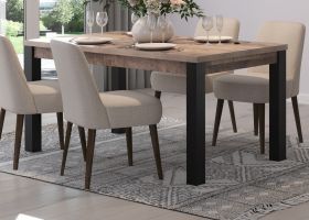 Esstisch Emile in Eiche Tabak und schwarz Küchentisch 160 x 90 cm Esstisch Emile in Eiche Tabak und schwarz Küchentisch 160 x 90 cm