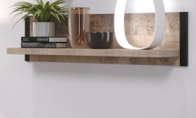 Wandboard Emile in Eiche Tabak und schwarz Bücherregal 110 cm Wandboard Emile in Eiche Tabak und schwarz Bücherregal 110 cm