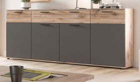 Sideboard Tomaso in Nox Eiche und Basalt grau Wohn- und Esszimmer Kommode 200 x 91 cm