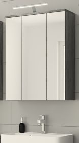 Badezimmer Spiegelschrank Bailey in Rauchsilber grau Badschrank 3-türig 60 x 77 cm Badezimmer Spiegelschrank Bailey in Rauchsilber grau Badschrank 3-türig 60 x 77 cm