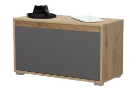 Garderobe Sitzbank Piazza in Basalt grau und Eiche Garderobenbank 76 x 44 cm Garderobe Sitzbank Piazza in Basalt grau und Eiche Garderobenbank 76 x 44 cm