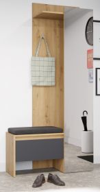 Kompaktgarderobe Piazza in Basalt grau und Eiche Garderobe mit Spiegel 90 x 189 cm Kompaktgarderobe Piazza in Basalt grau und Eiche Garderobe mit Spiegel 90 x 189 cm