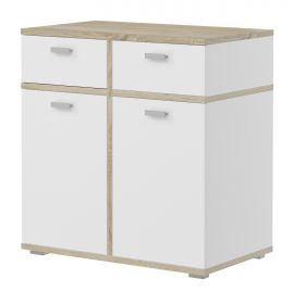 Kommode Soley in weiß und Sonoma Eiche hell, Sideboard 79 x 84 cm mit Soft-Close Kommode Soley in weiß und Sonoma Eiche hell, Sideboard 79 x 84 cm mit Soft-Close