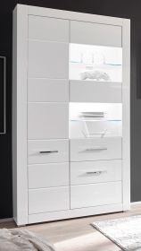 Vitrine Carrara in weiß Hochglanz Wohn- und Esszimmer Vitrinenschrank 100 x 198 cm Vitrine Carrara in weiß Hochglanz Wohn- und Esszimmer Vitrinenschrank 100 x 198 cm