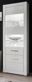Vitrine Carrara in weiß Hochglanz Wohn- und Esszimmer Vitrinenschrank 65 x 198 cm Vitrine Carrara in weiß Hochglanz Wohn- und Esszimmer Vitrinenschrank 65 x 198 cm