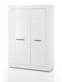 Highboard Carrara in weiß Hochglanz Wohn- und Esszimmer Anrichte 100 x 142 cm Highboard Carrara in weiß Hochglanz Wohn- und Esszimmer Anrichte 100 x 142 cm