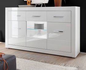 Sideboard Carrara in weiß Hochglanz Wohn- und Esszimmer Kommode 164 x 97 cm Sideboard Carrara in weiß Hochglanz Wohn- und Esszimmer Kommode 164 x 97 cm
