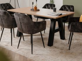 Esstisch Grandia in Artisan Eiche und schwarz, ausziehbar 157 - 195 - 234 x 90 cm