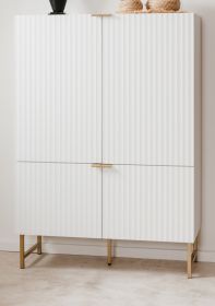 Highboard Hawick in wei matt mit 3D-Wellenstruktur Wohn- und Esszimmer Anrichte 100 x 142 cm